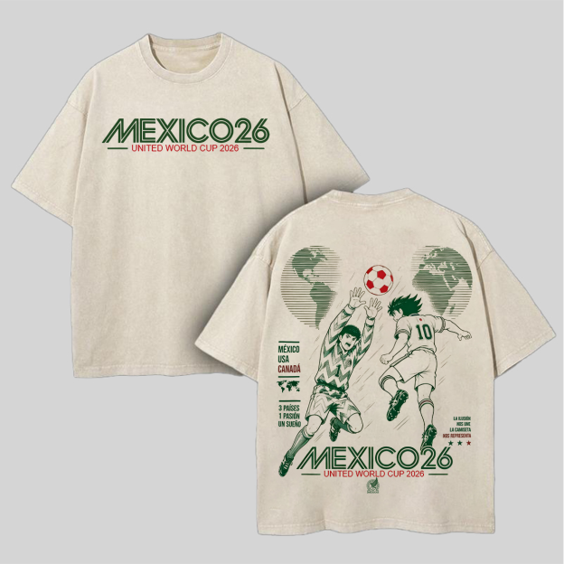 Mexico 26 Captain Tsubasa Printed Unisex Washed T-Shirt
