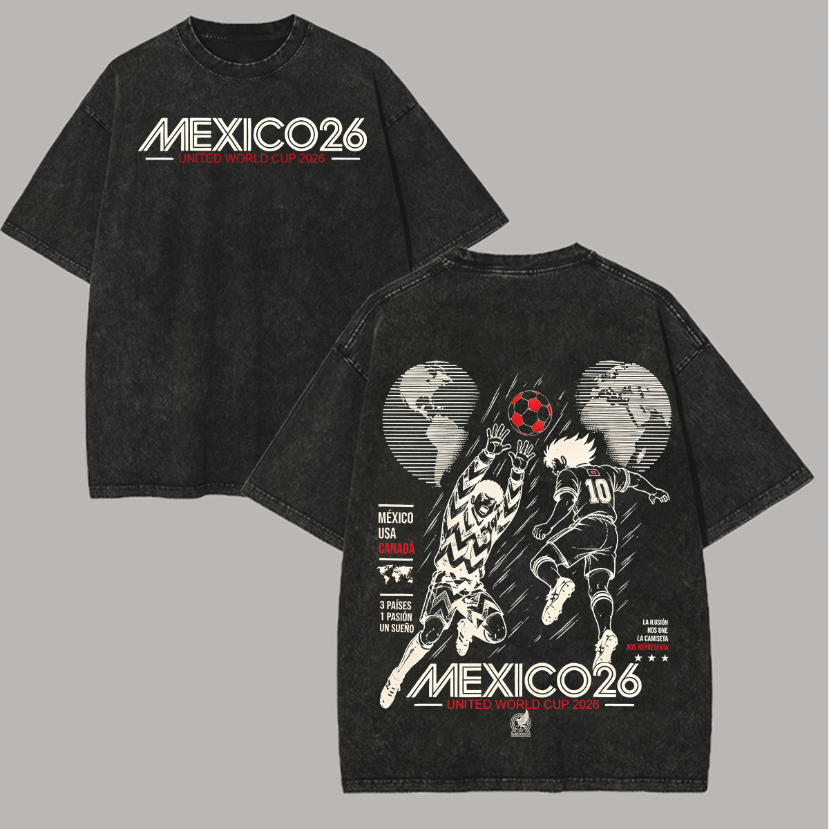 Mexico 26 Captain Tsubasa Printed Unisex Washed T-Shirt