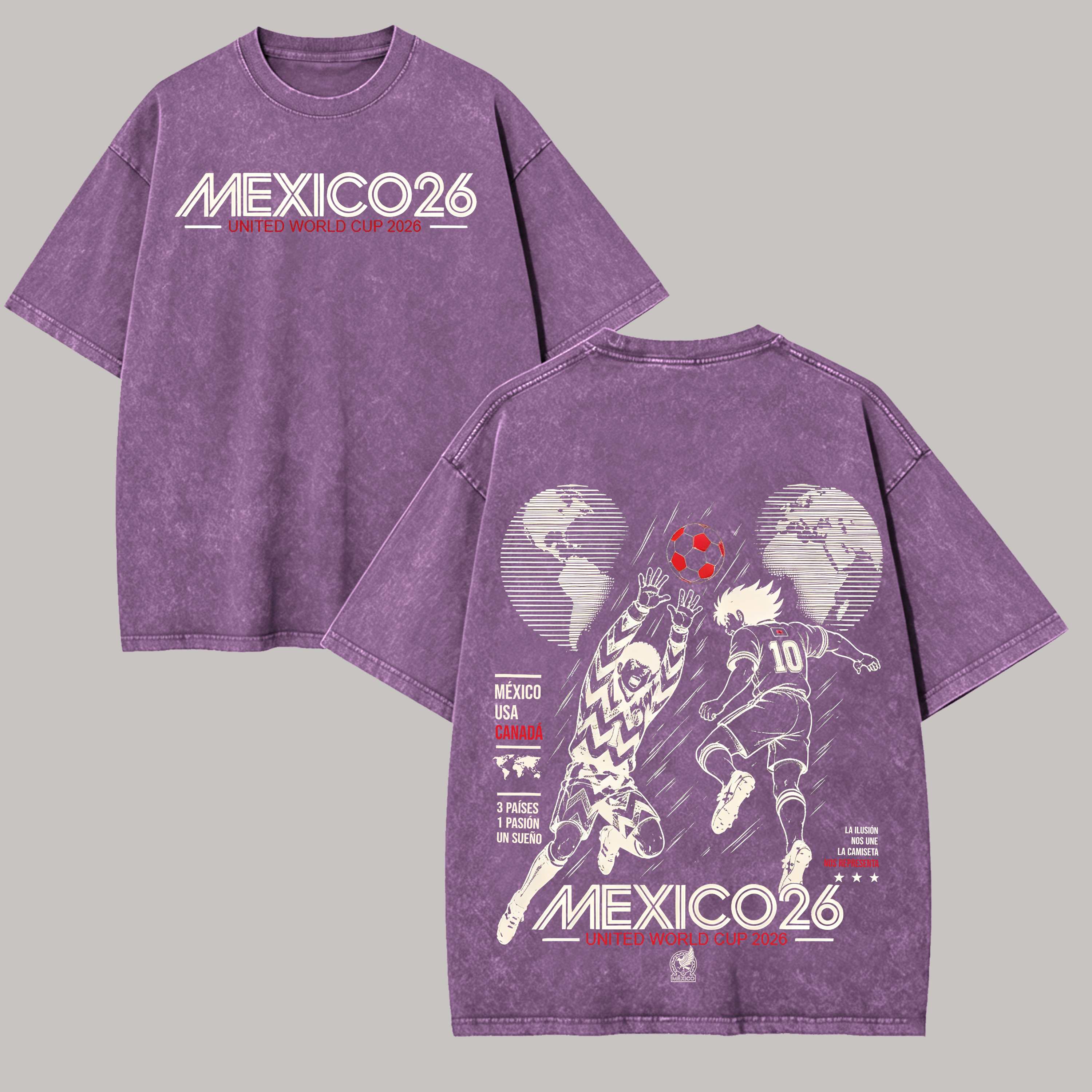 Mexico 26 Captain Tsubasa Printed Unisex Washed T-Shirt Image - 8