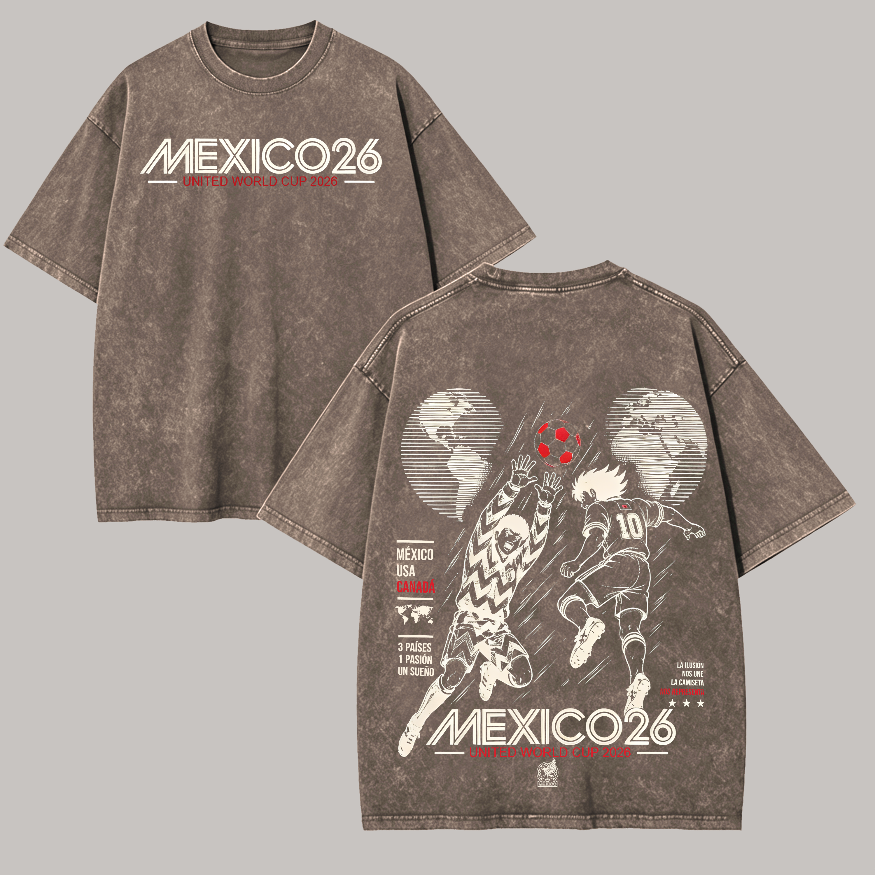 Mexico 26 Captain Tsubasa Printed Unisex Washed T-Shirt Image - 7