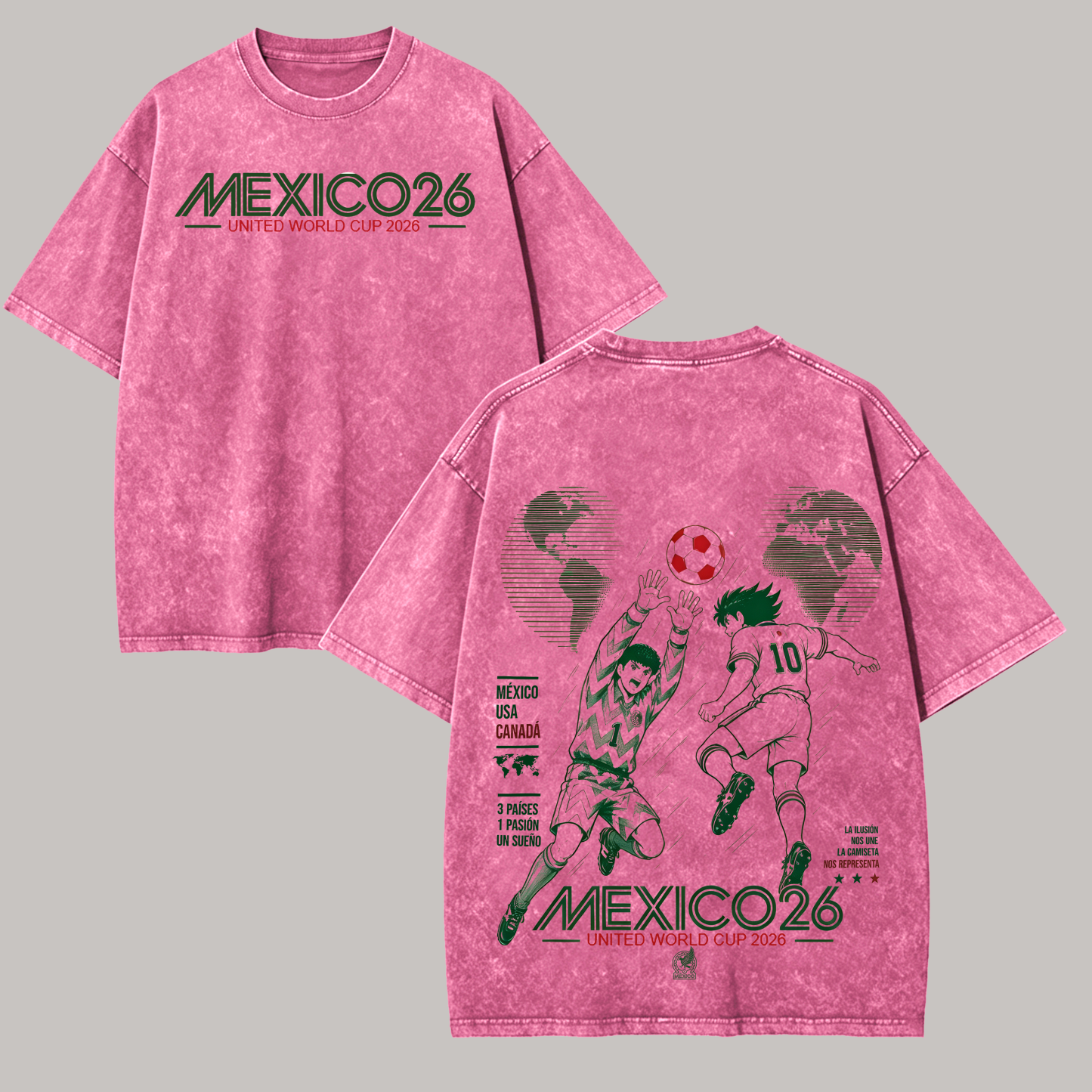 Mexico 26 Captain Tsubasa Printed Unisex Washed T-Shirt Image - 6