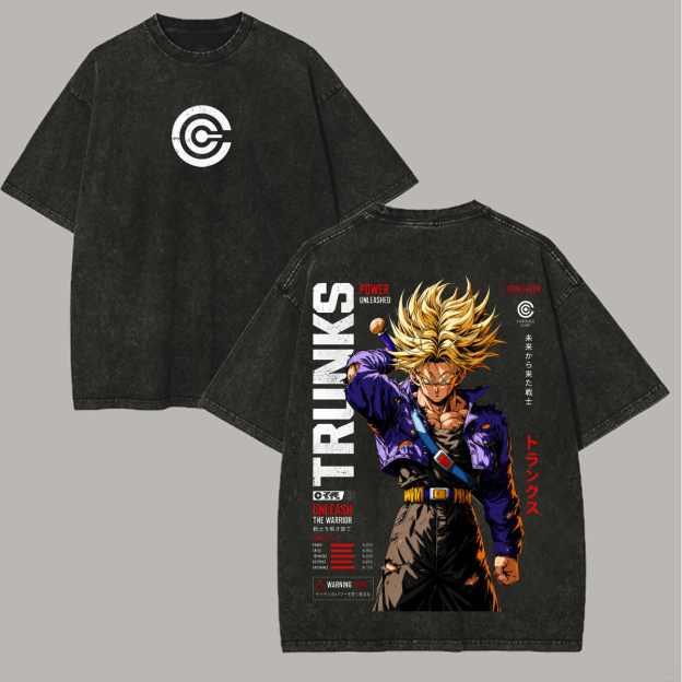 Dragon Ball Future Trunks Printed Unisex Washed T-Shirt Image - 1