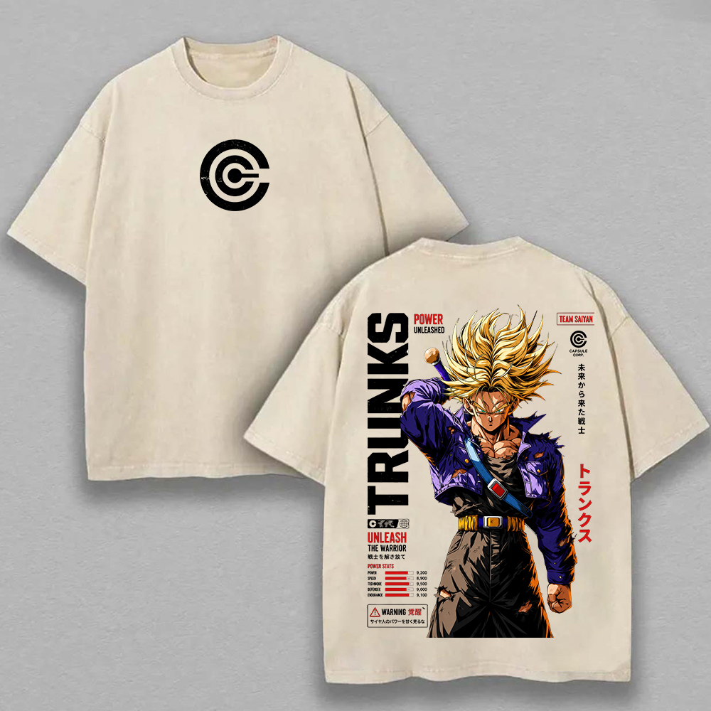 Dragon Ball Future Trunks Printed Unisex Washed T-Shirt Image - 4