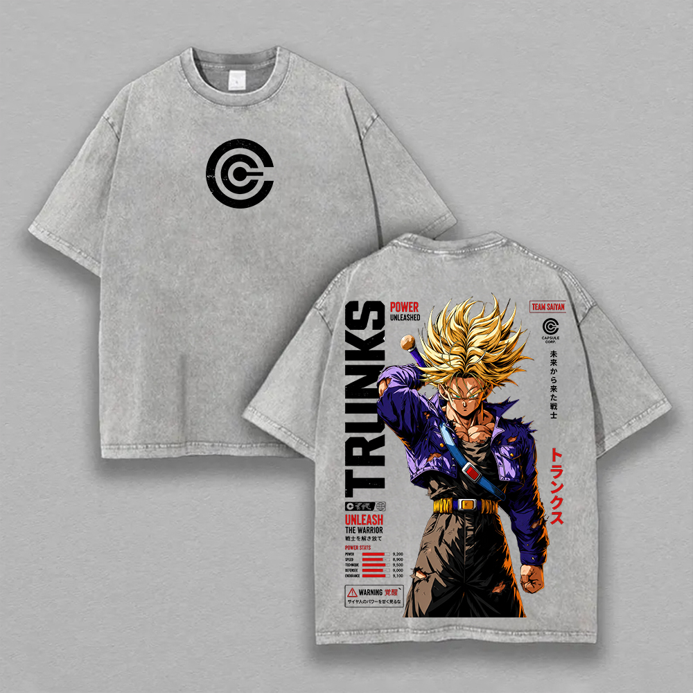 Dragon Ball Future Trunks Printed Unisex Washed T-Shirt Image - 3