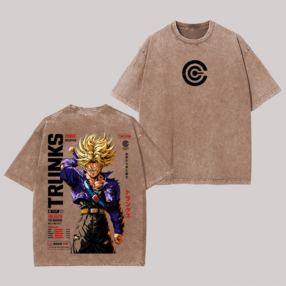Dragon Ball Future Trunks Printed Unisex Washed T-Shirt Image - 2