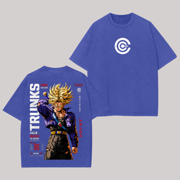 Dragon Ball Future Trunks Printed Unisex Washed T-Shirt Image - 7