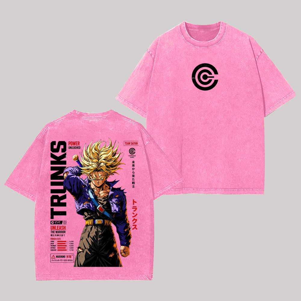 Dragon Ball Future Trunks Printed Unisex Washed T-Shirt Image - 6