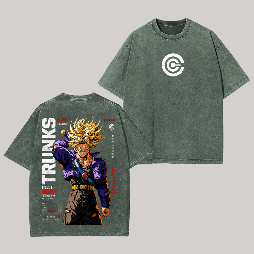 Dragon Ball Future Trunks Printed Unisex Washed T-Shirt Image - 5