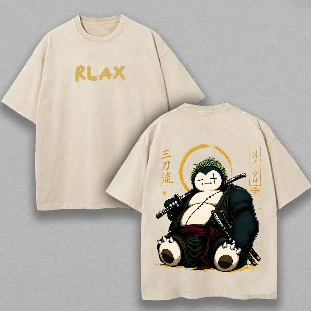 Retro Cartoon Bear Samurai Graphic Printed Unisex Washed T-Shirt Image - 2