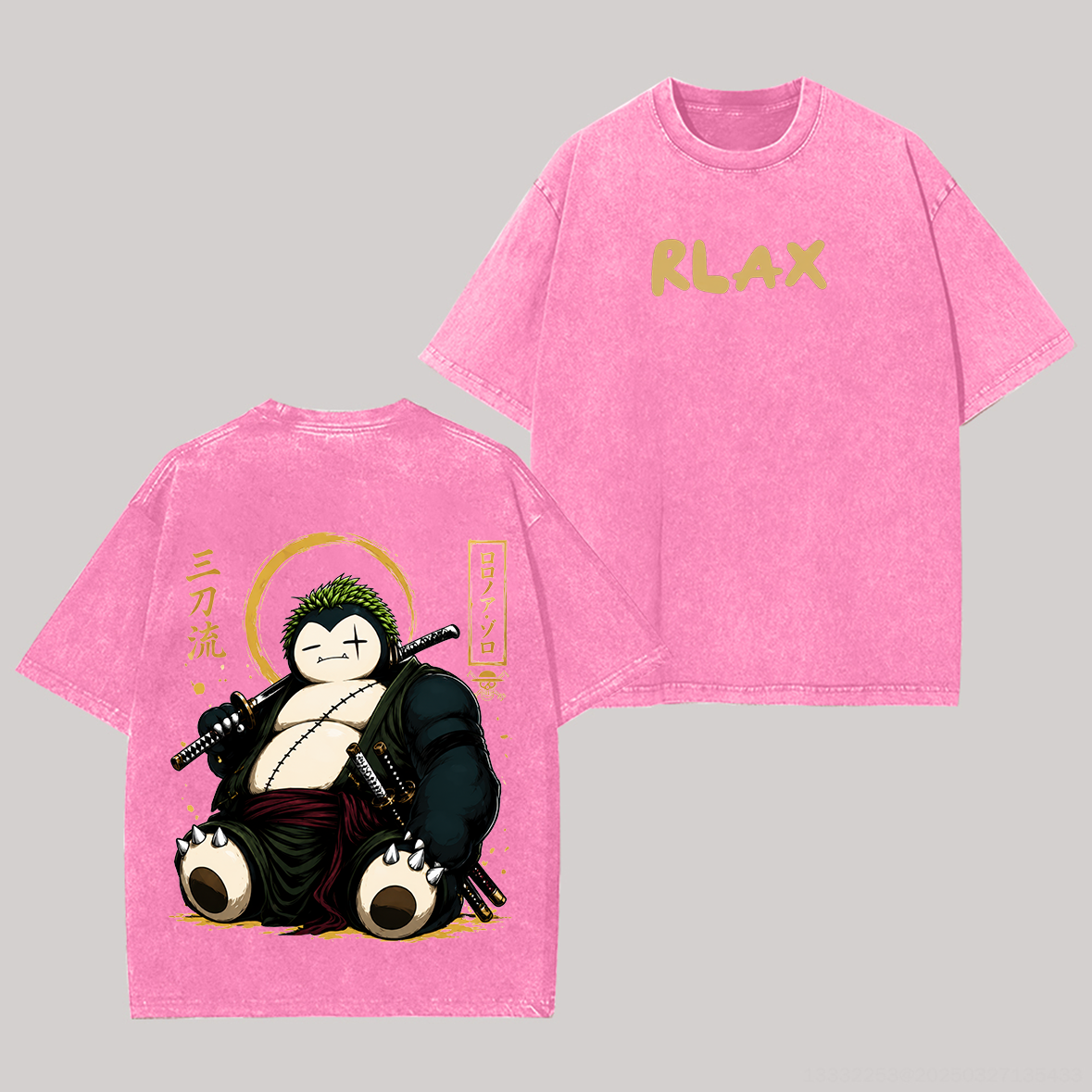 Retro Cartoon Bear Samurai Graphic Printed Unisex Washed T-Shirt Image - 5