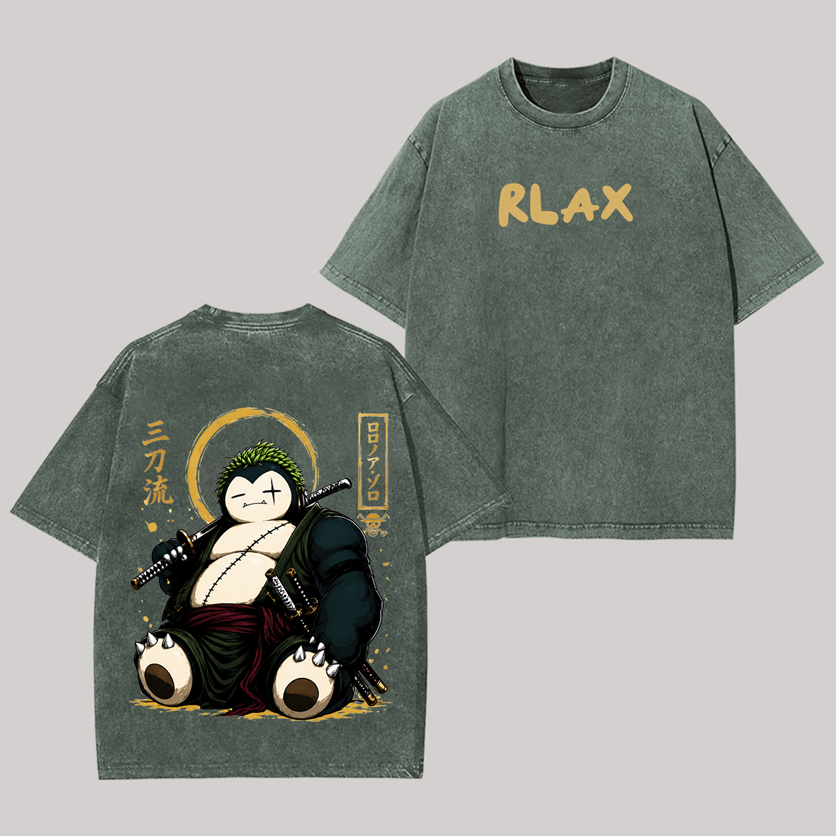 Retro Cartoon Bear Samurai Graphic Printed Unisex Washed T-Shirt Image - 7