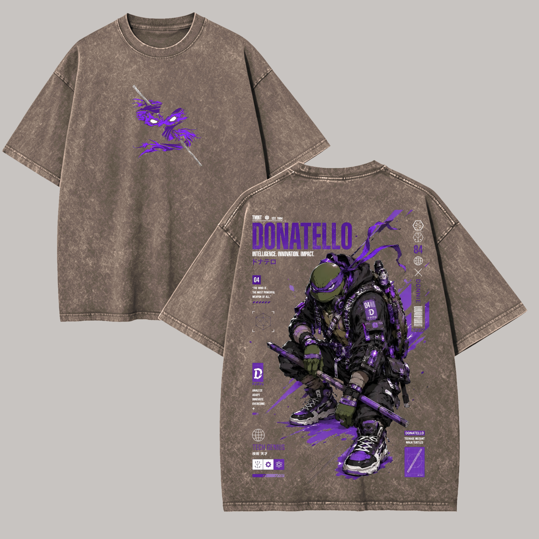 Techwear Cyborg Graphic Printed Unisex Washed T-Shirt Image - 7