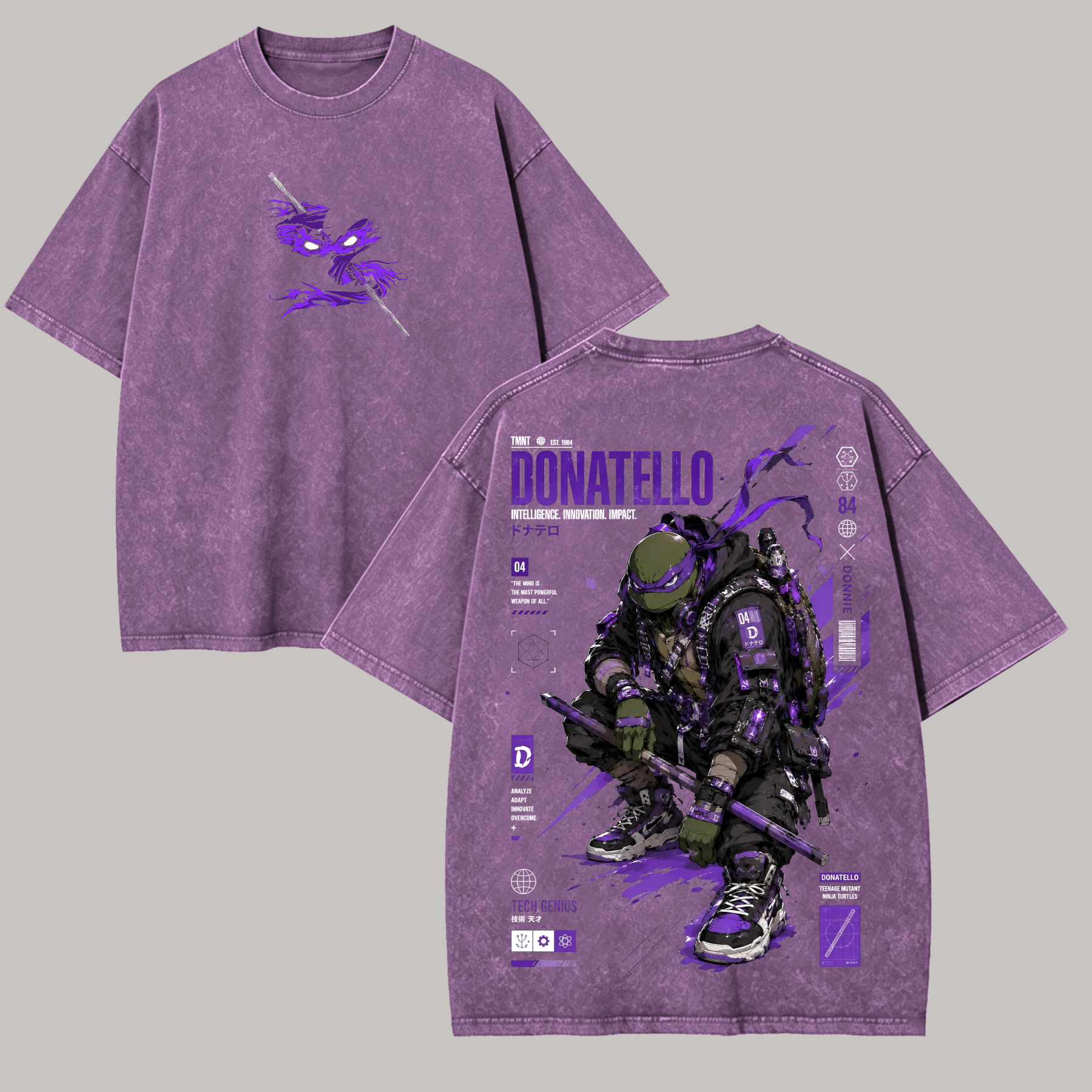 Techwear Cyborg Graphic Printed Unisex Washed T-Shirt Image - 4