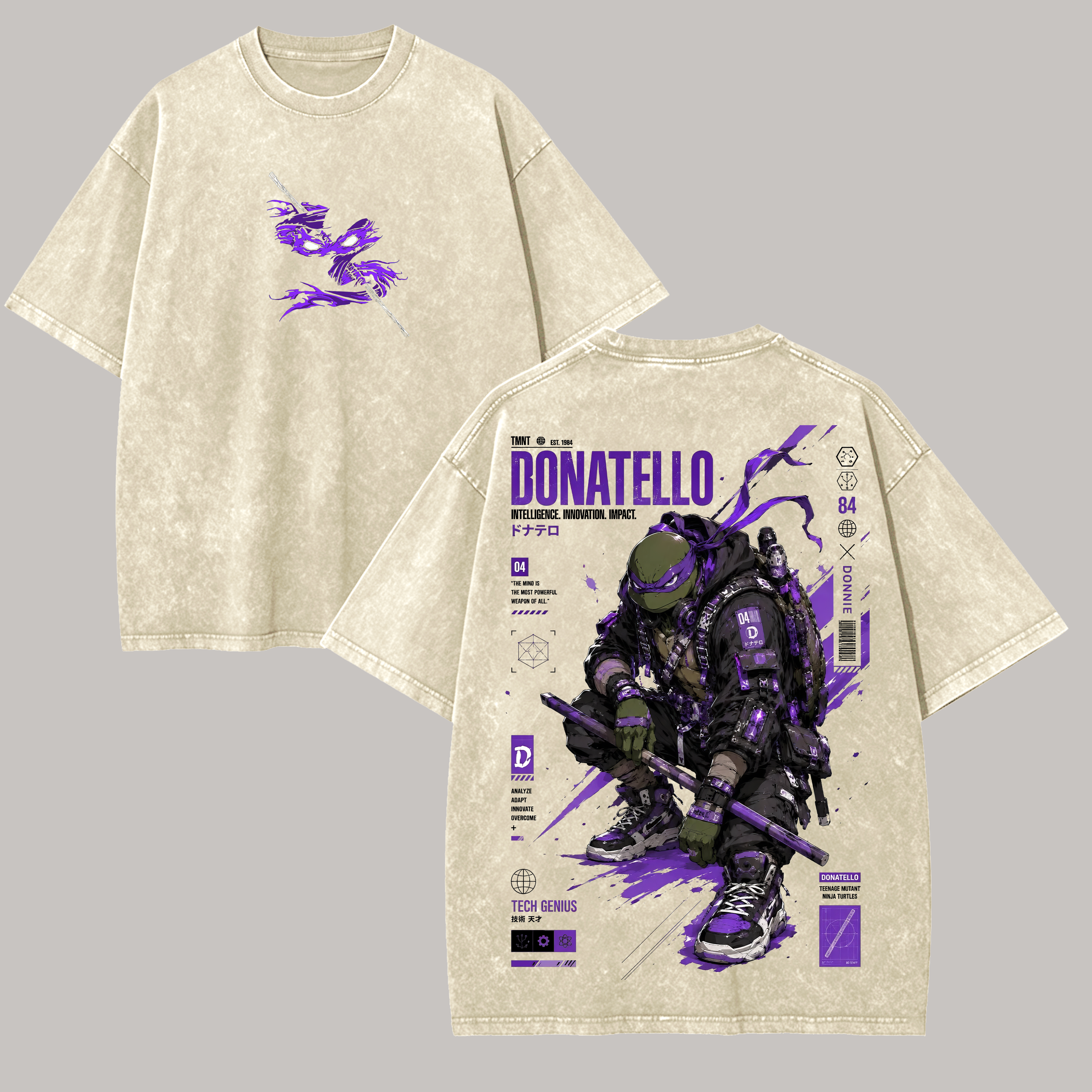 Techwear Cyborg Graphic Printed Unisex Washed T-Shirt Image - 3