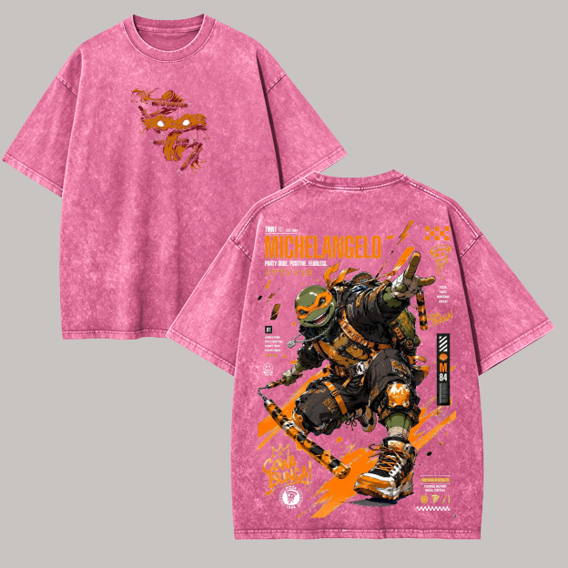 Japanese Manga Style Graphic Printed Unisex Washed T-Shirt Image - 8
