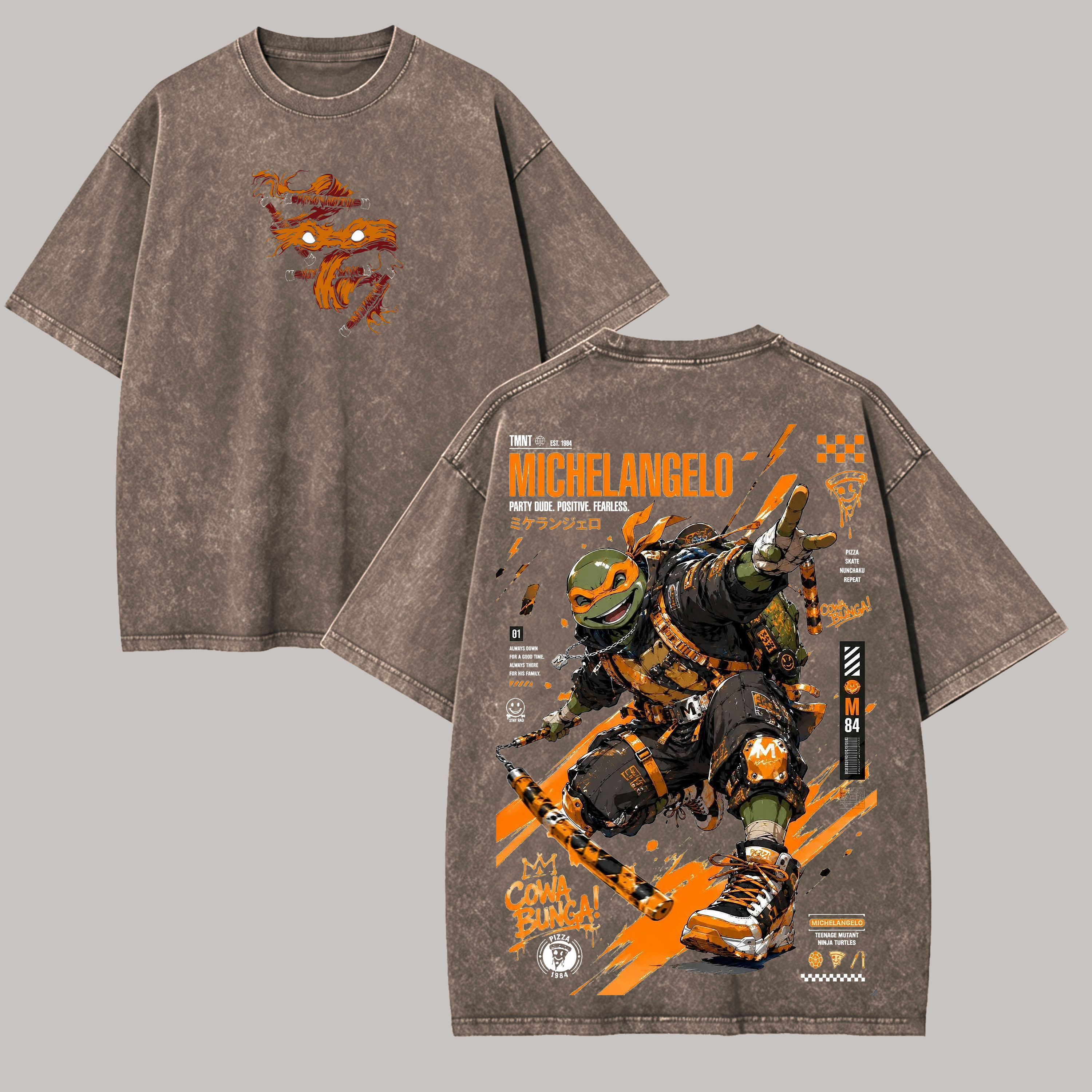 Japanese Manga Style Graphic Printed Unisex Washed T-Shirt Image - 4