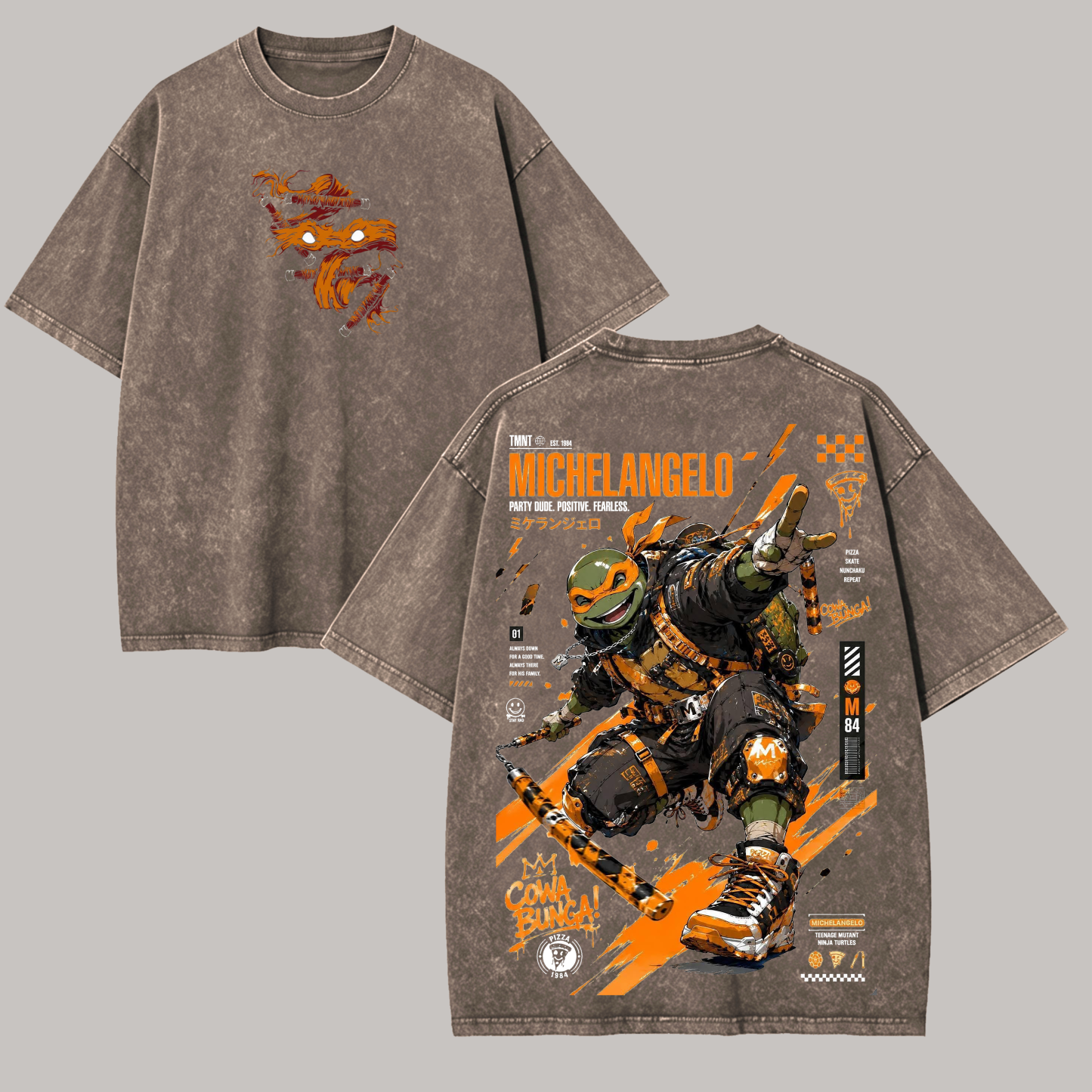 Japanese Manga Style Graphic Printed Unisex Washed T-Shirt Image - 4