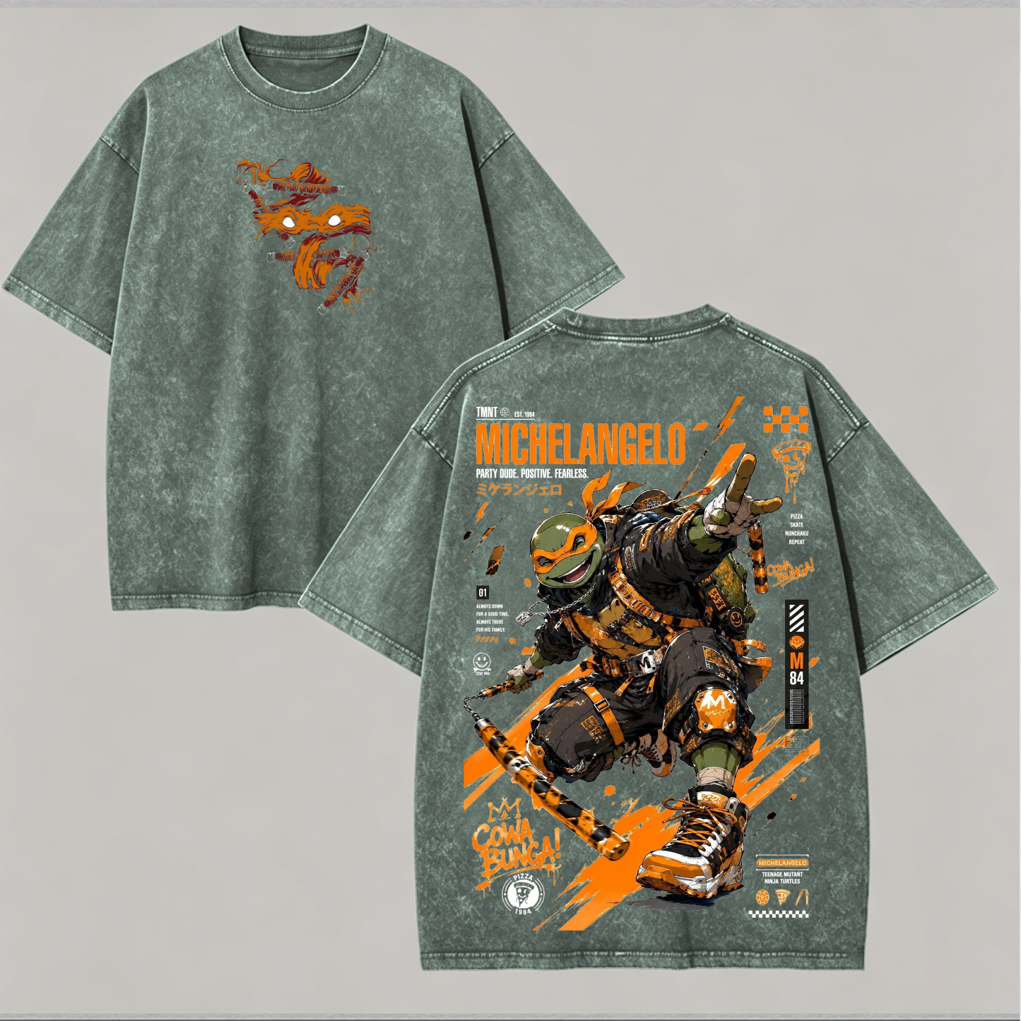 Japanese Manga Style Graphic Printed Unisex Washed T-Shirt Image - 7