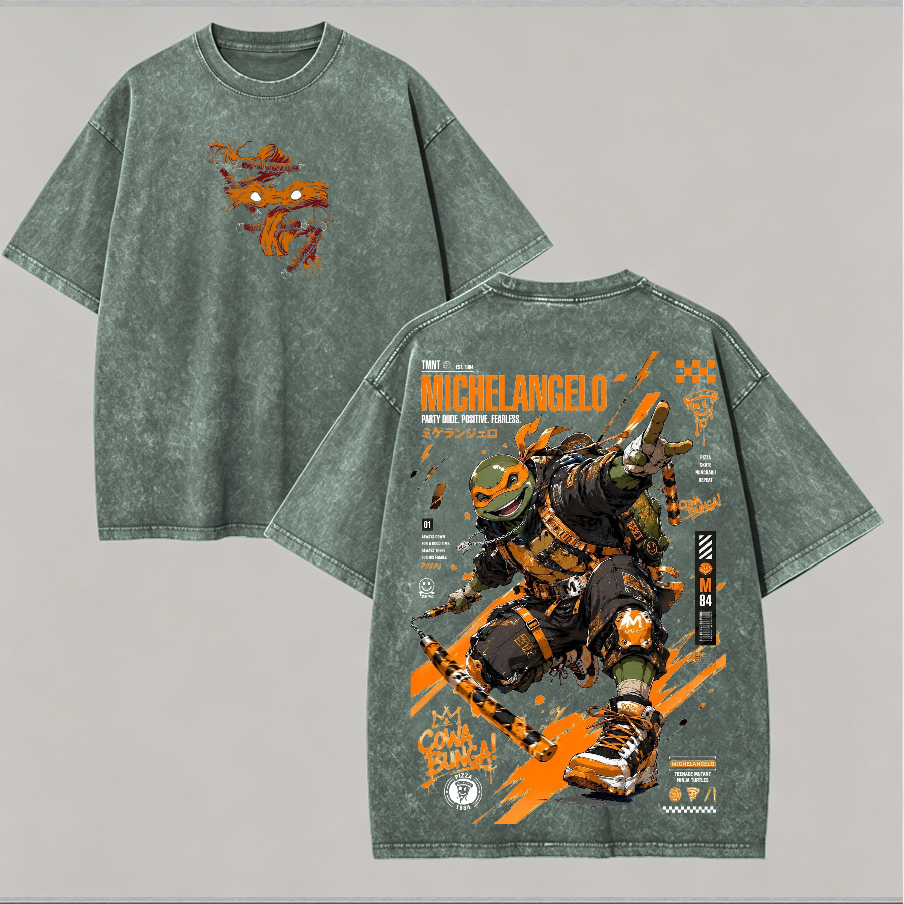 Japanese Manga Style Graphic Printed Unisex Washed T-Shirt Image - 7