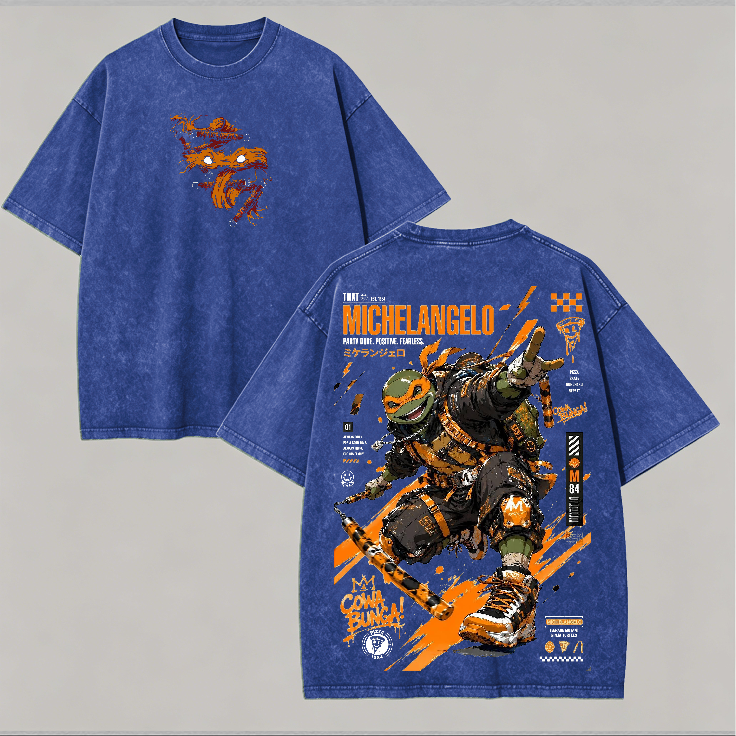 Japanese Manga Style Graphic Printed Unisex Washed T-Shirt Image - 5
