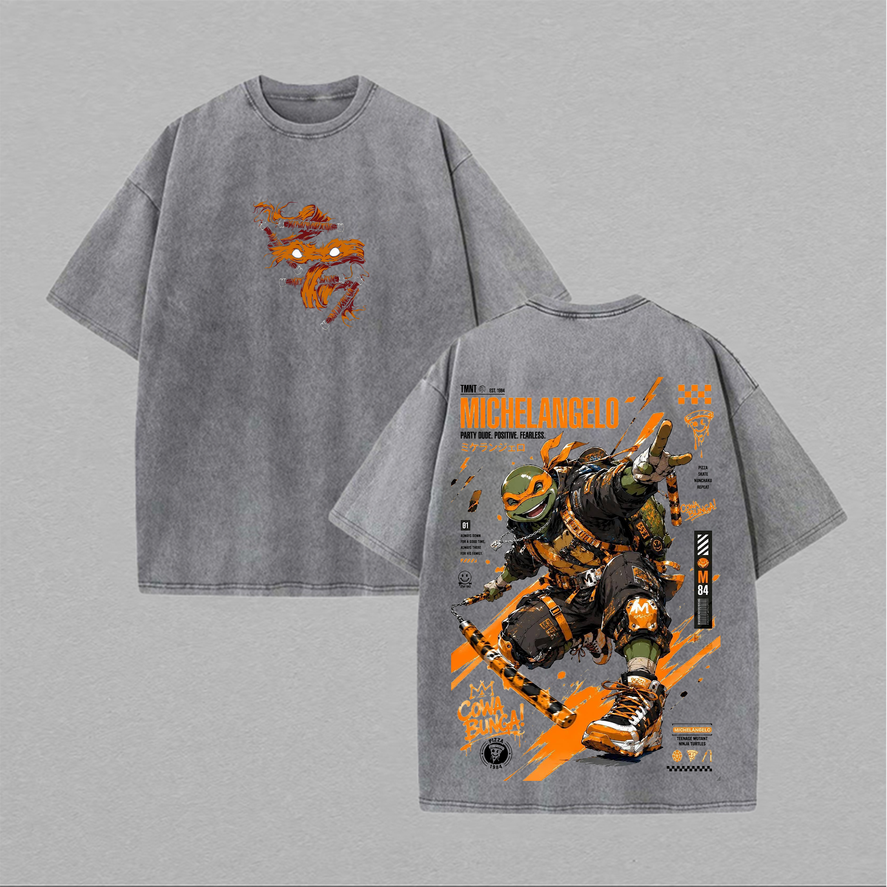 Japanese Manga Style Graphic Printed Unisex Washed T-Shirt Image - 2
