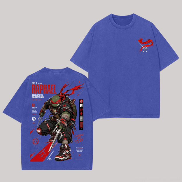 Green Ninja Turtle Printed Unisex Washed T-Shirt Image - 6