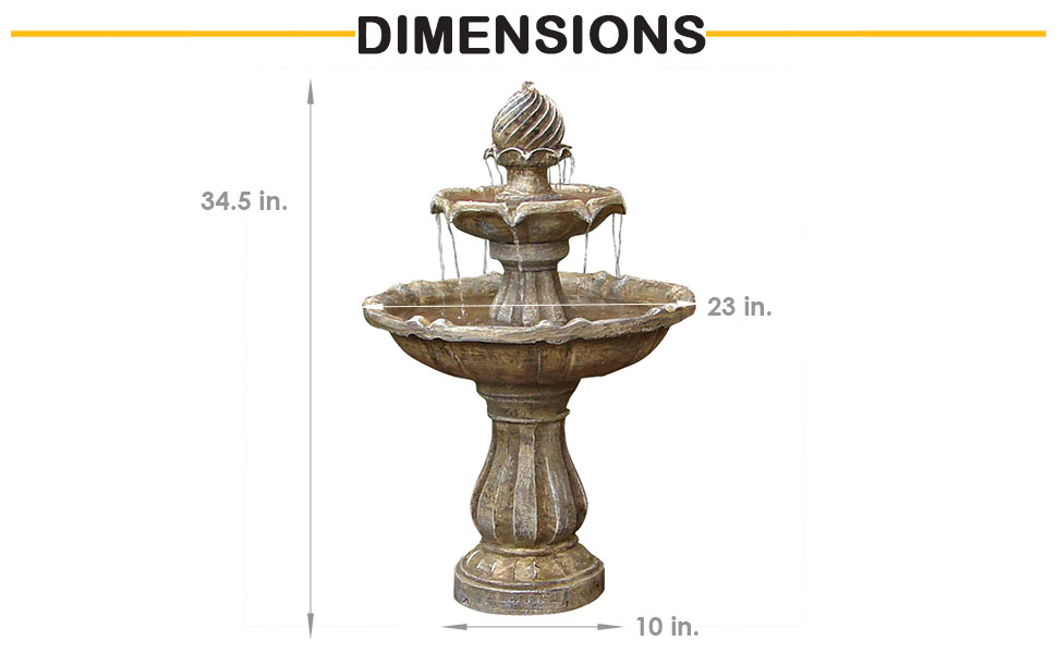 dimensions of fountain