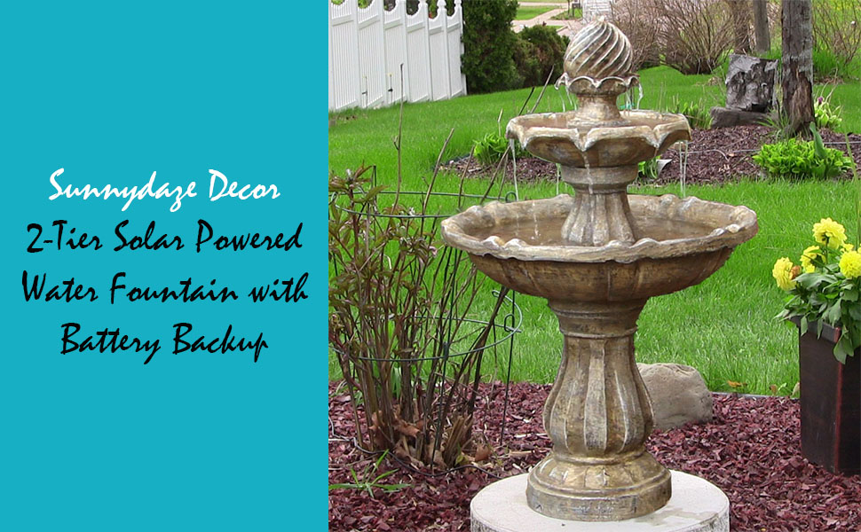 2-Tier Solar Powered Water Fountain