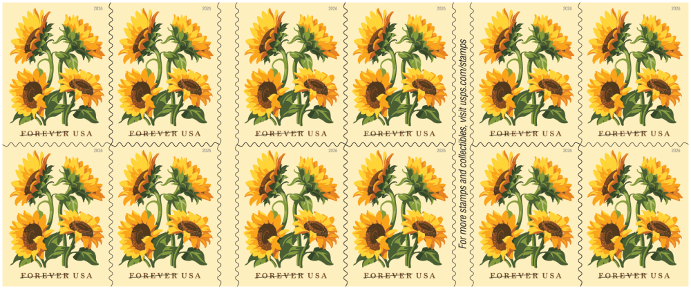2026 Sunflowers Stamps Forever First Class Postage Stamps