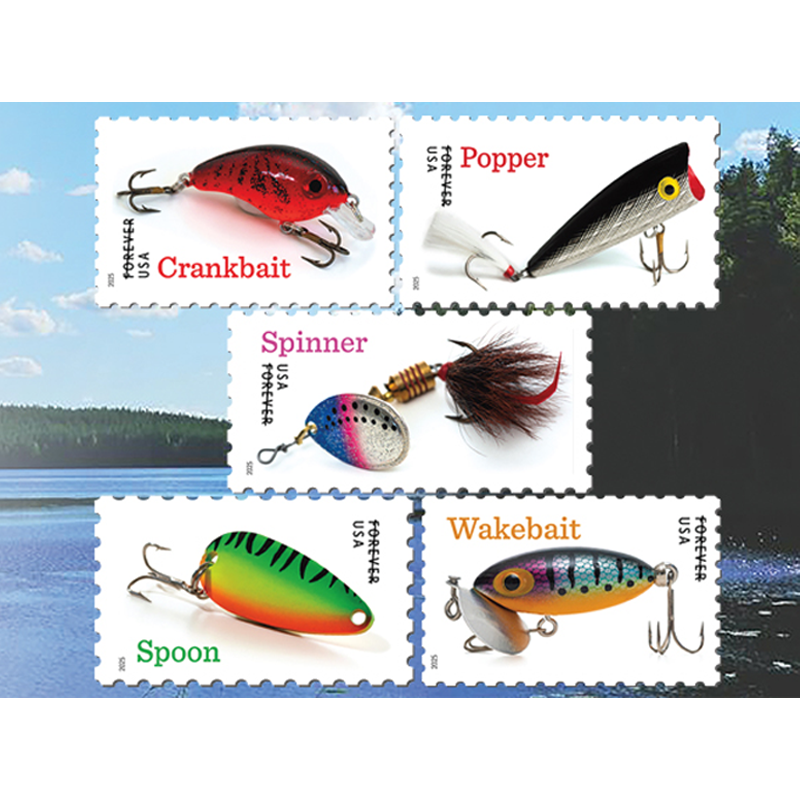 2025 Freshwater Fishing Lures Forever First Class Postage Stamps