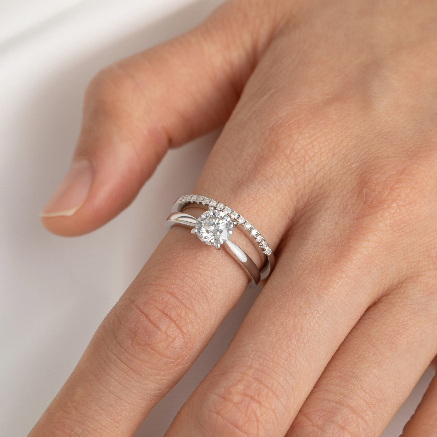 925 Sterling Silver Pavé Moissanite Eternity Wedding Ring (D Color VVS1)