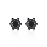 Black Moissanite Six-Prong Round Cut Stud Earrings for Men Women in Black Plated (D Color VVS1)