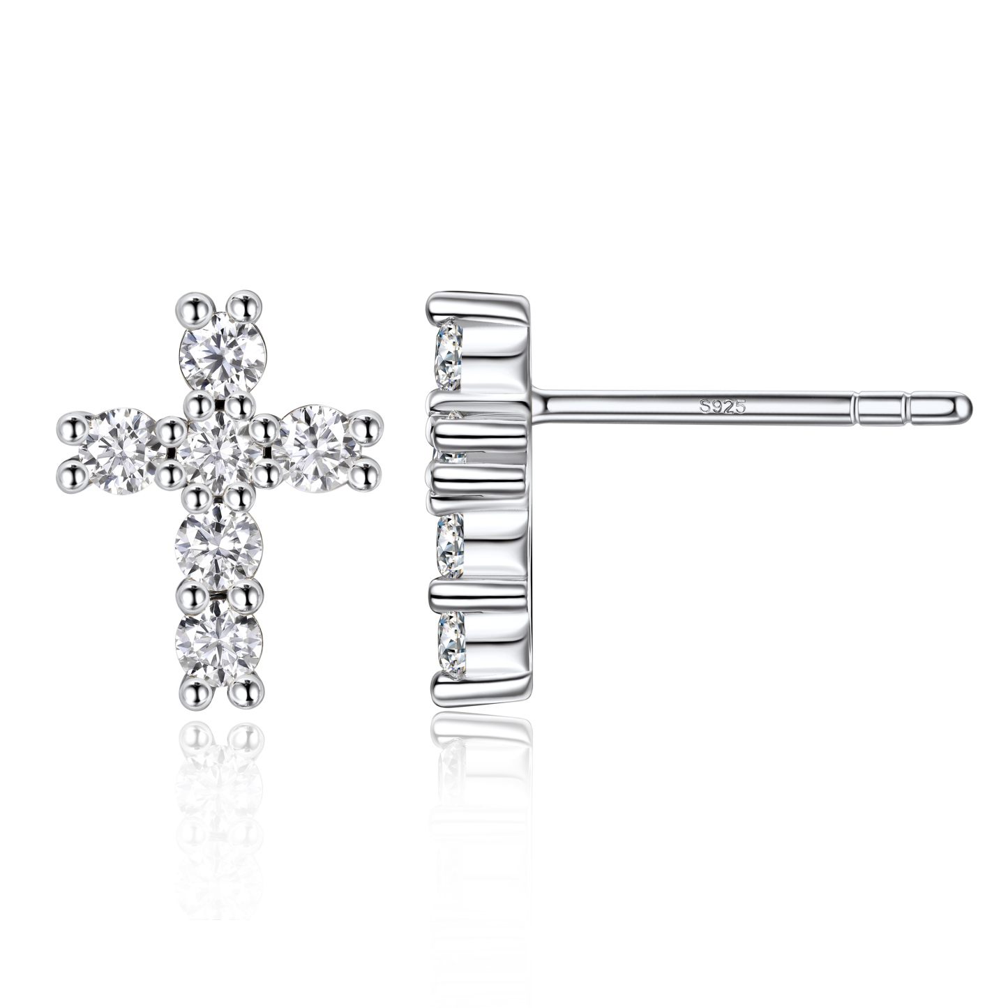 0.36 Carat Cross Moissanite Stud Earrings in White Gold-03