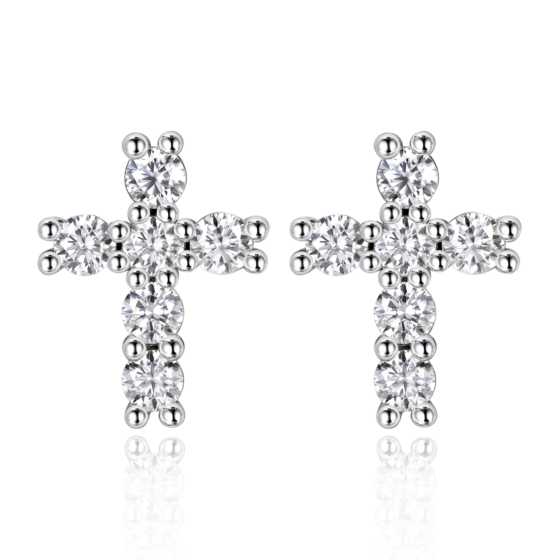 0.36 Carat Cross Moissanite Stud Earrings in White Gold