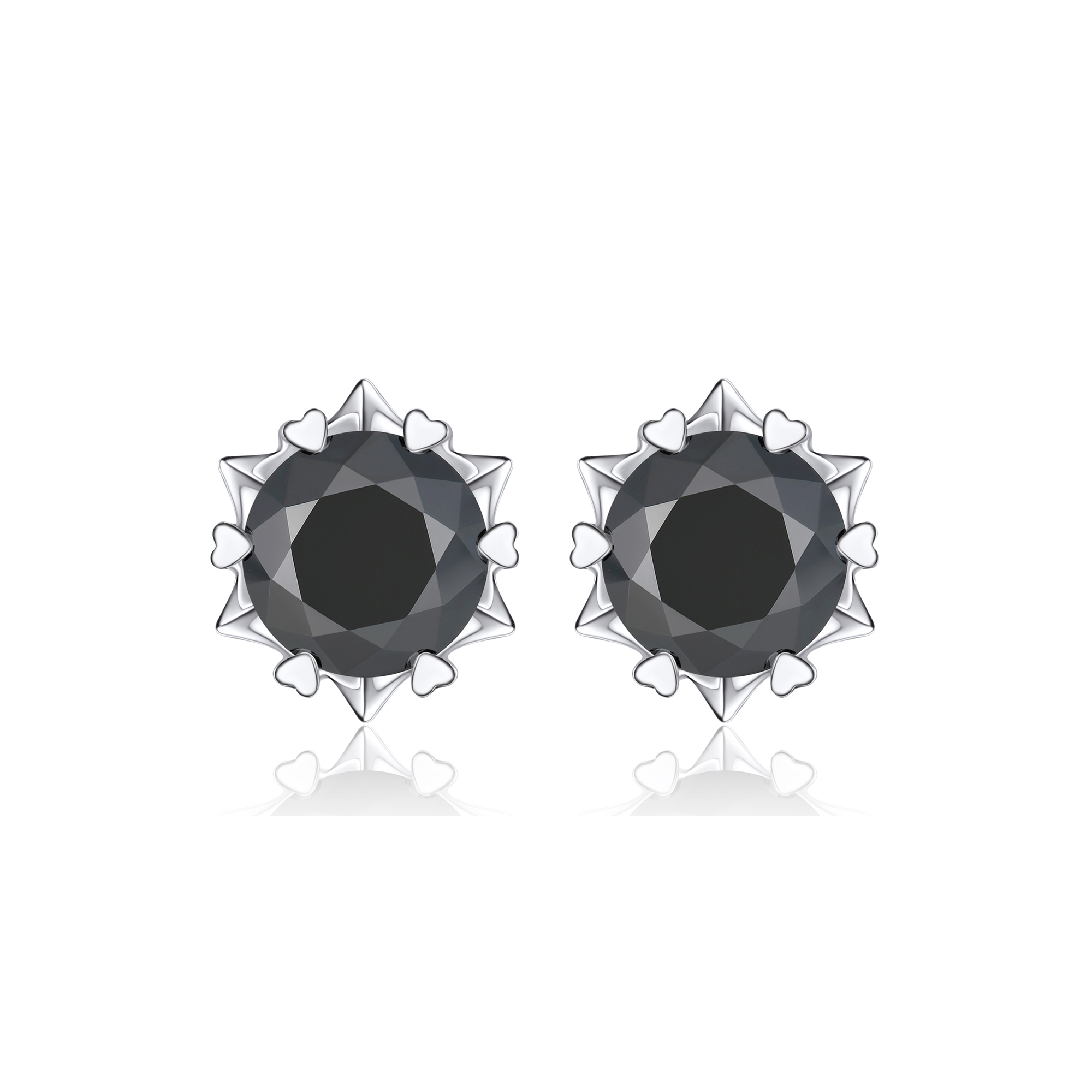0.5 Carat Snowflake Black Moissanite Stud Earrings in White Gold