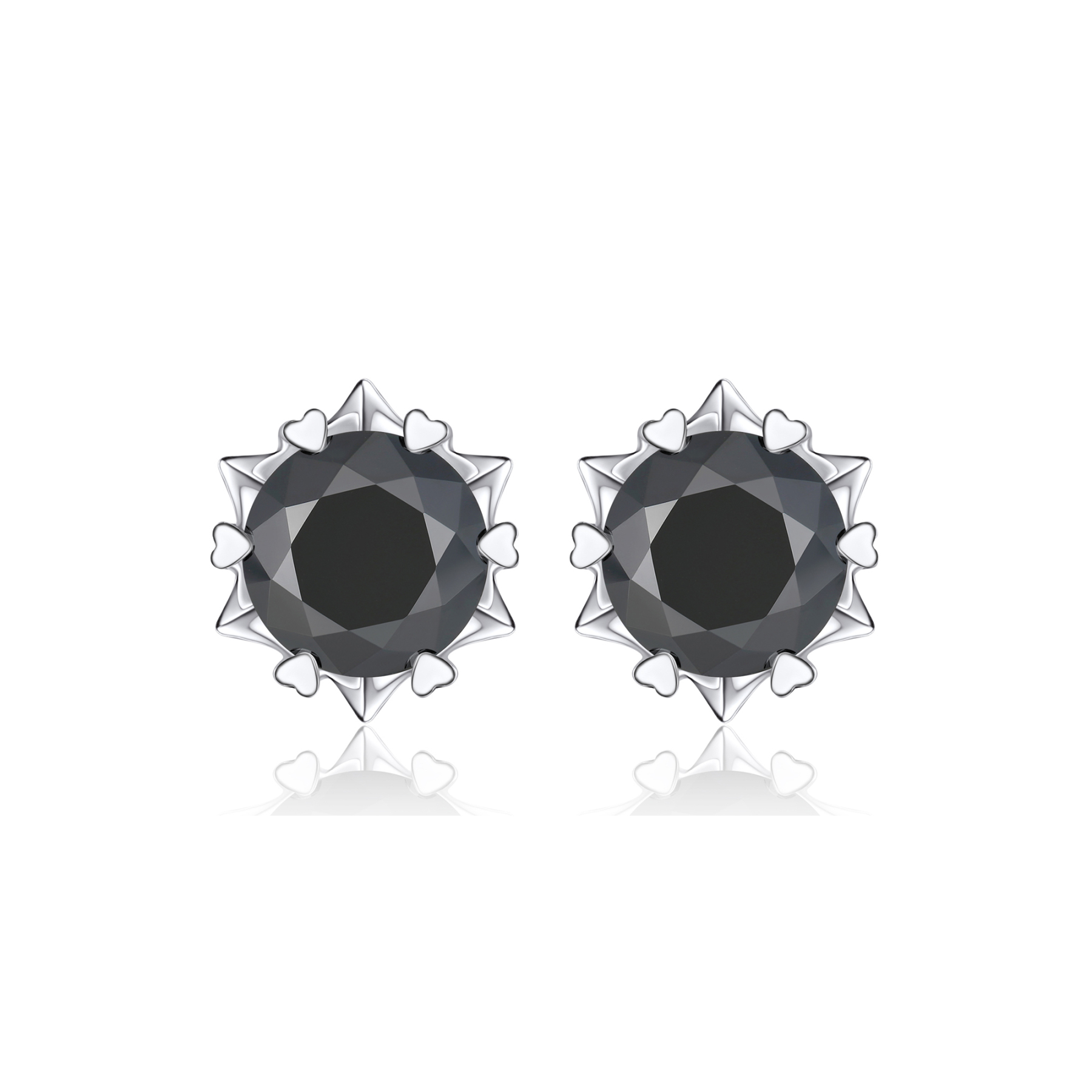 0.5 Carat Snowflake Black Moissanite Stud Earrings in White Gold