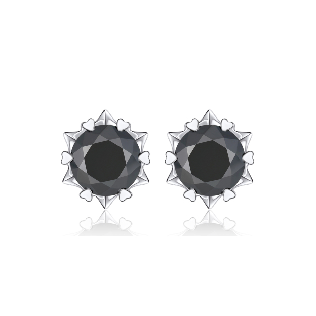 0.5 Carat Snowflake Black Moissanite Stud Earrings in White Gold