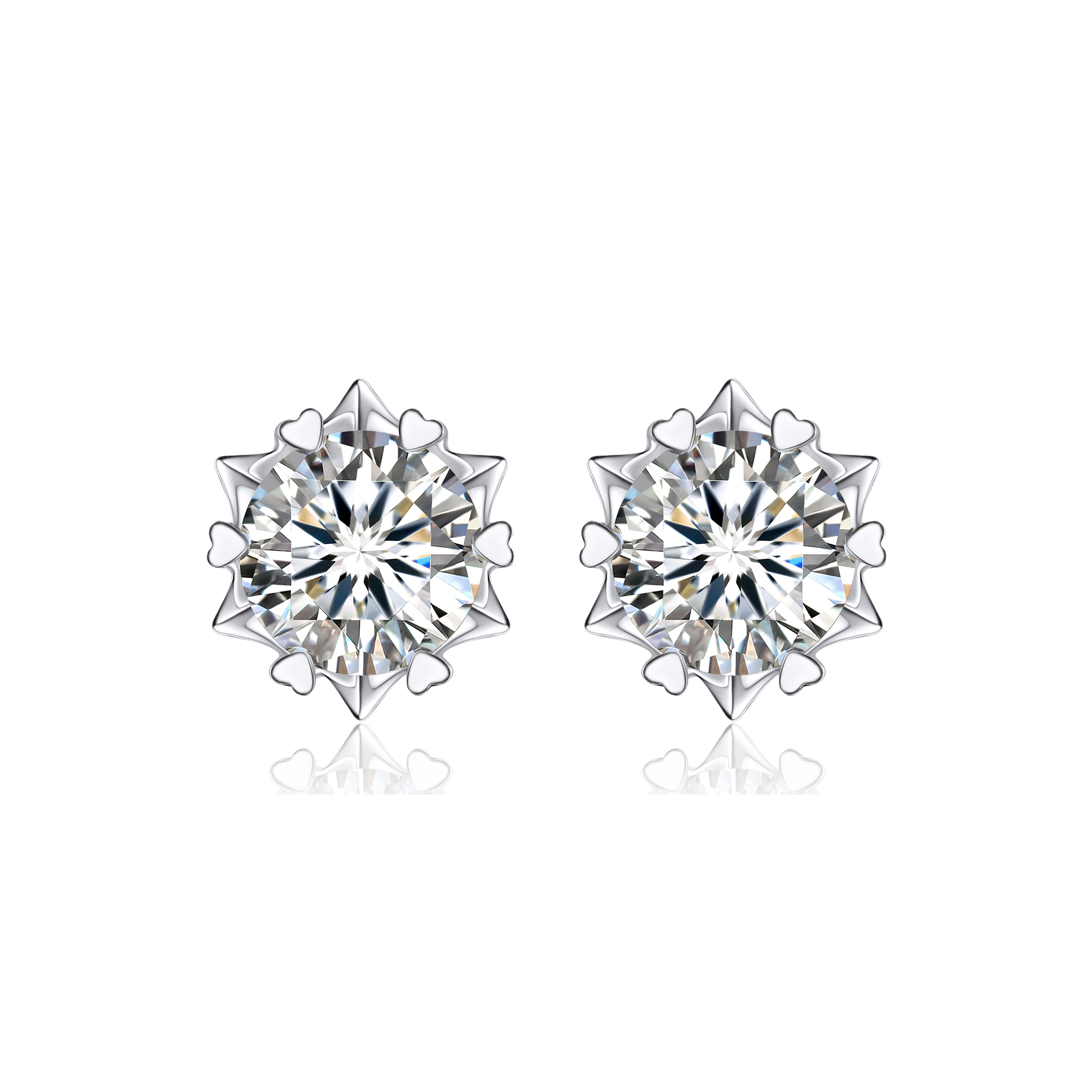 0.5 Carat Snowflake Moissanite Stud Earrings in White Gold