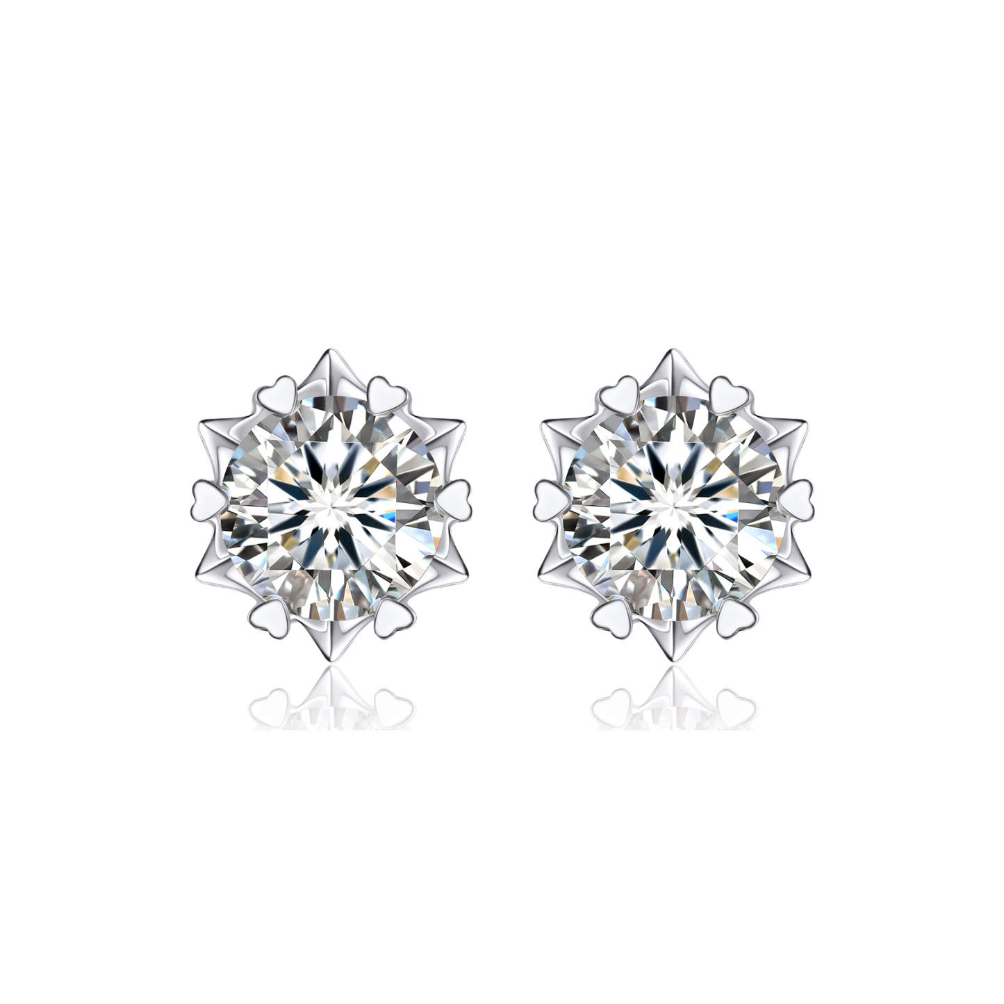 0.5 Carat Snowflake Moissanite Stud Earrings in White Gold