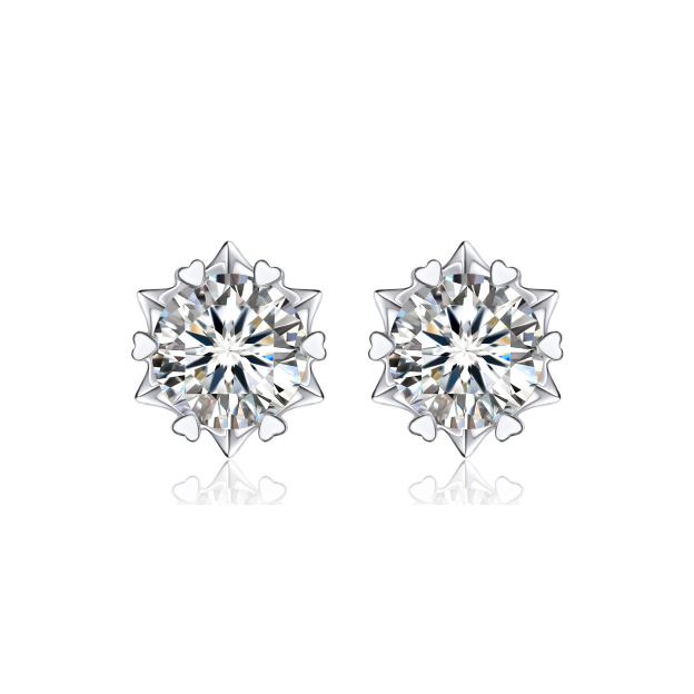 0.5 Carat Snowflake Moissanite Stud Earrings in White Gold