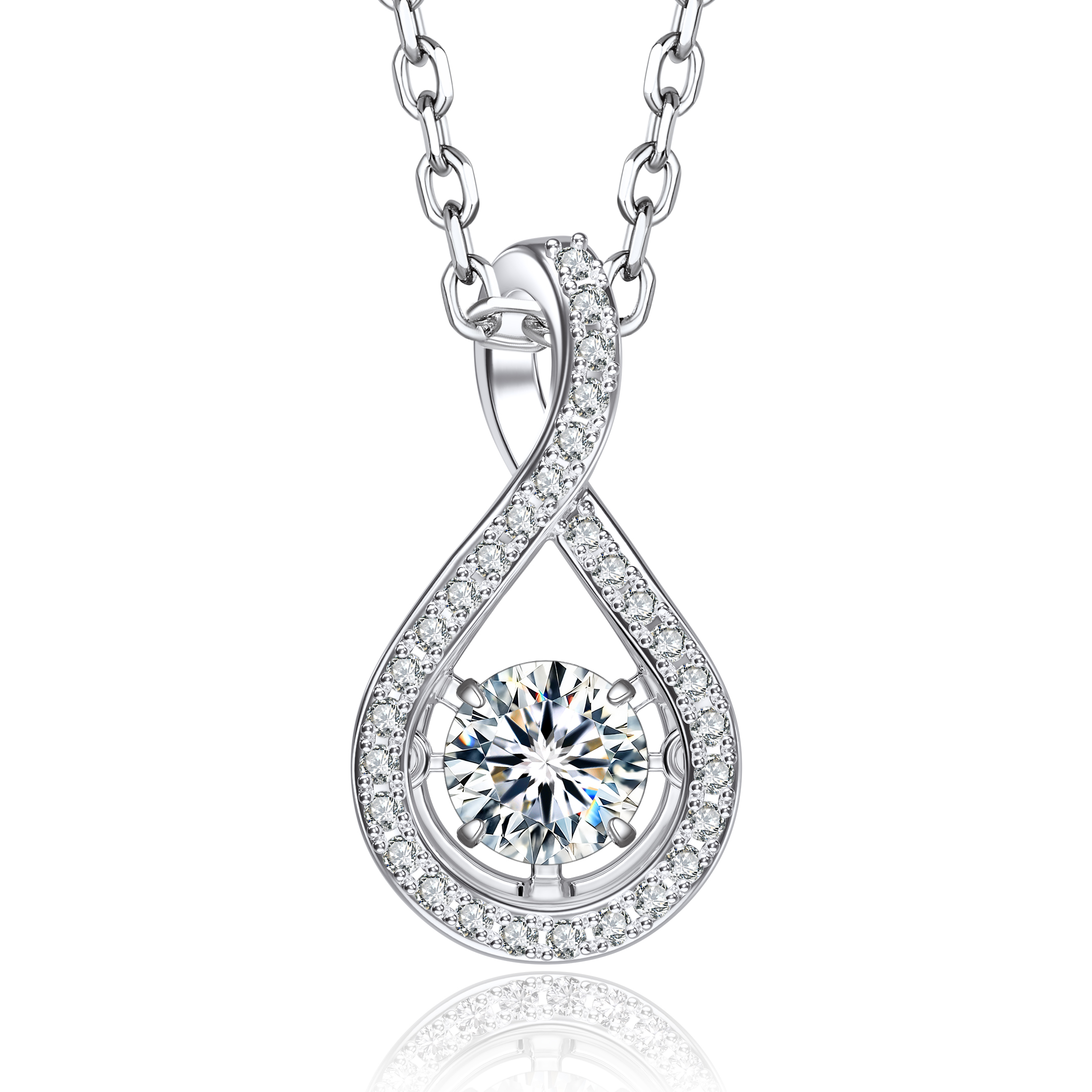 0.5ct Moissanite Infinity Pendant Necklace Gift for Her