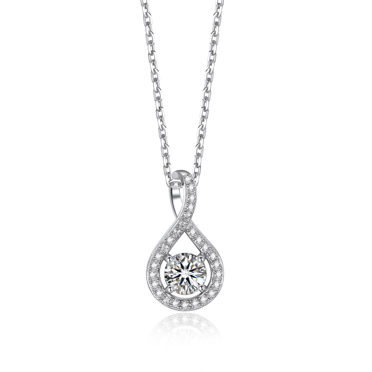 0.5ct Moissanite Infinity Pendant Sterling silver Necklace Chain for Her