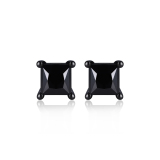 Black Moissanite Four-Prong Princess Cut Stud Earrings for Men Women in Black Plated (3/5-1 Ct. VVS1)