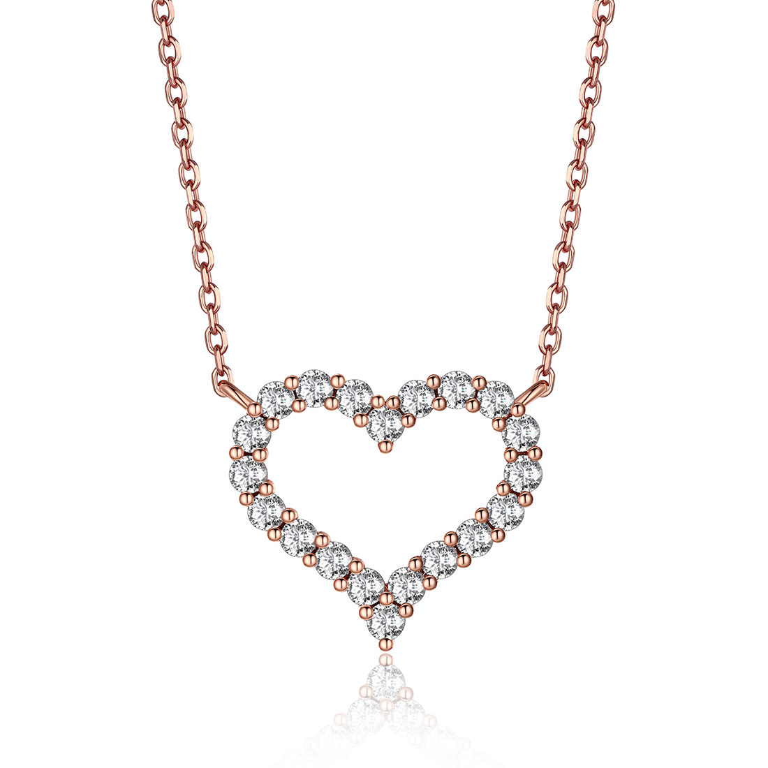 0.6 Carat Heart Moissanite Necklace in Rose Gold