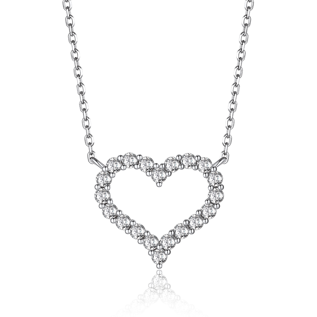 0.6 Carat Heart Moissanite Necklace in White Gold