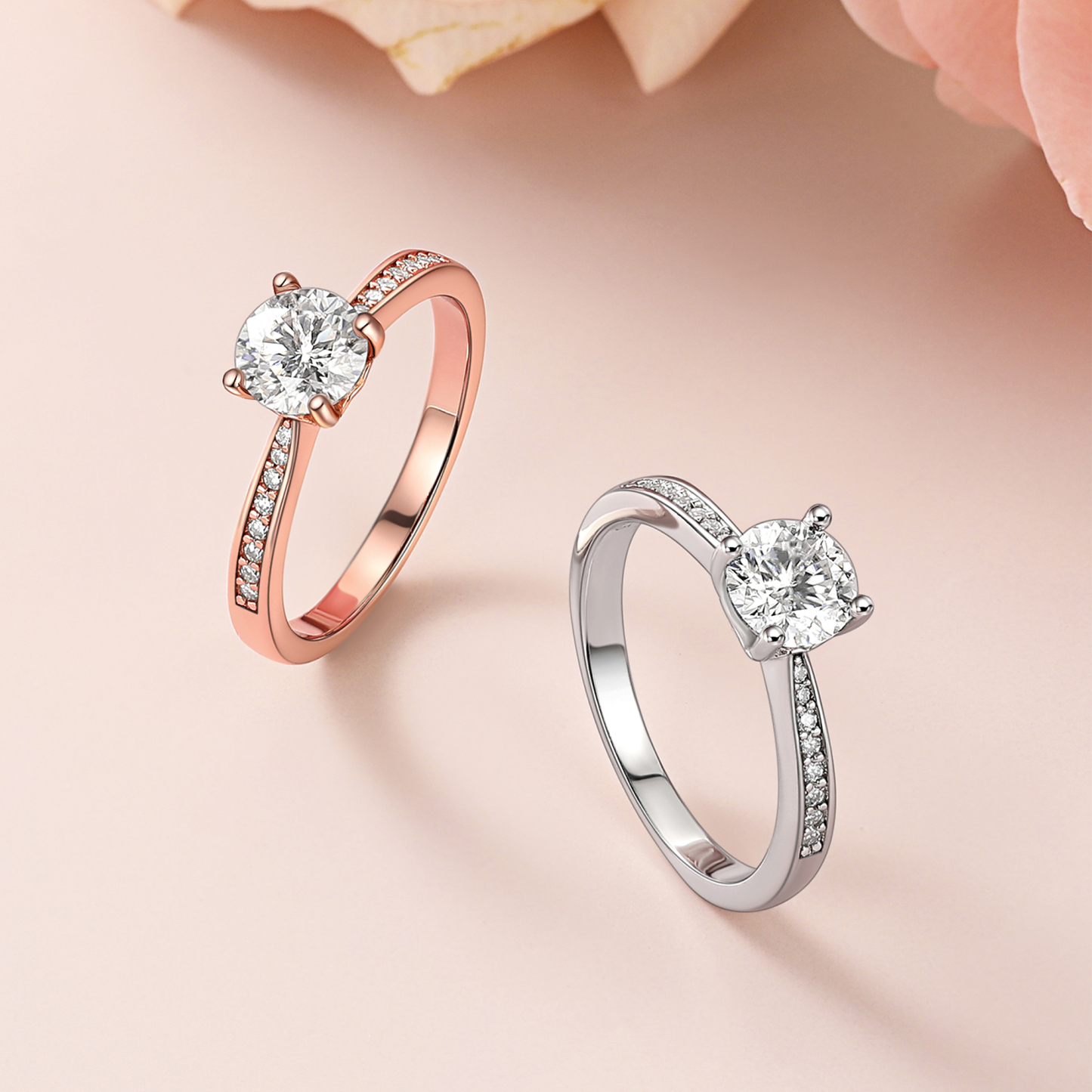 1 Carat Channel Set Round Moissanite Engagement Ring in Different Colors