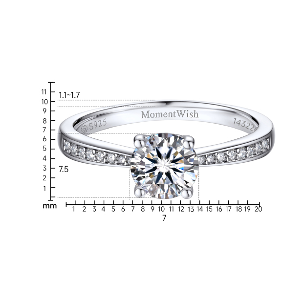 1 Carat Channel Set Round Moissanite Engagement Ring in White Gold Details - Ring Size