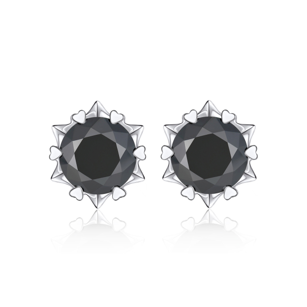 1 Carat Snowflake Black Moissanite Stud Earrings in White Gold