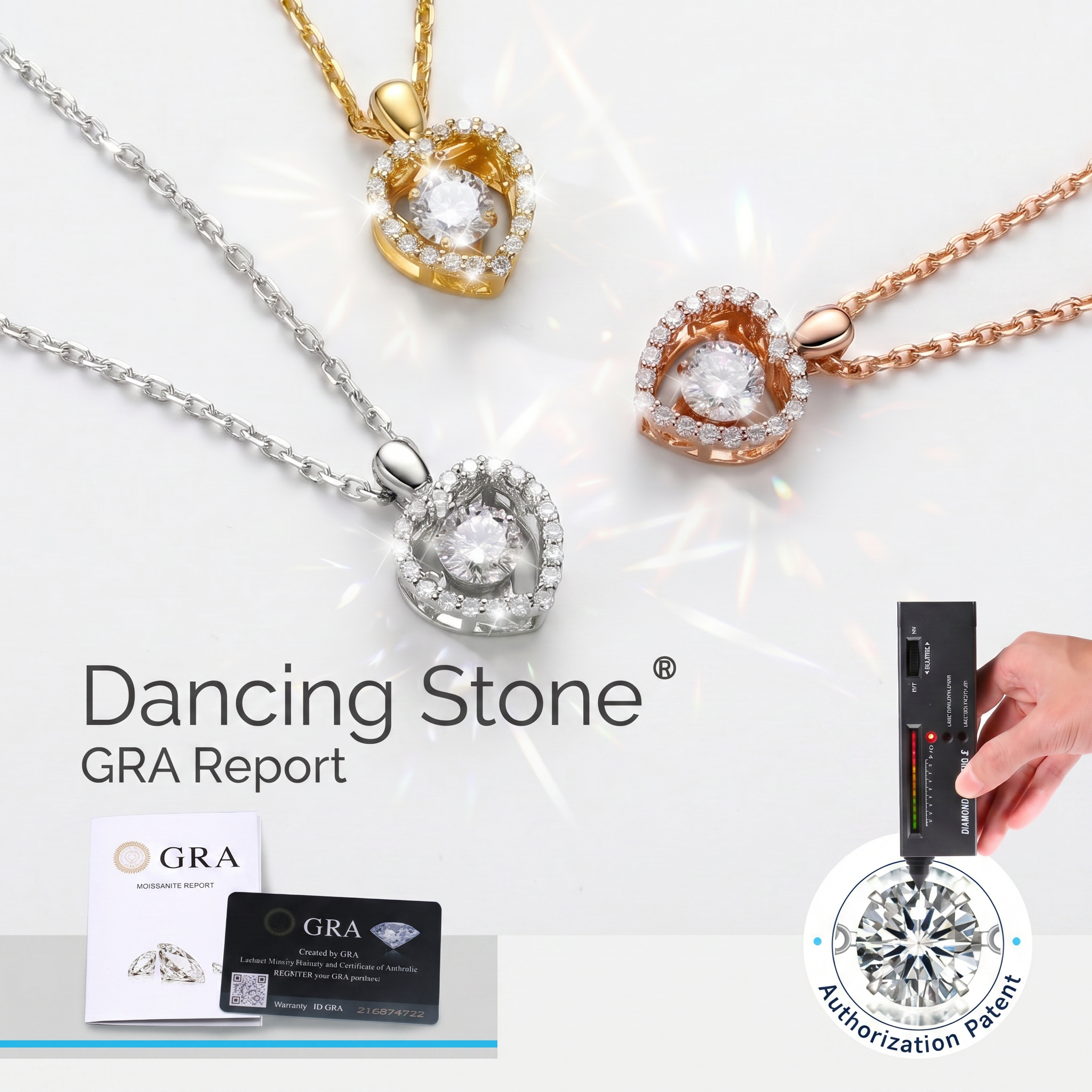 Dancing Stone® Halo Heart Necklace Christmas Gift for Her