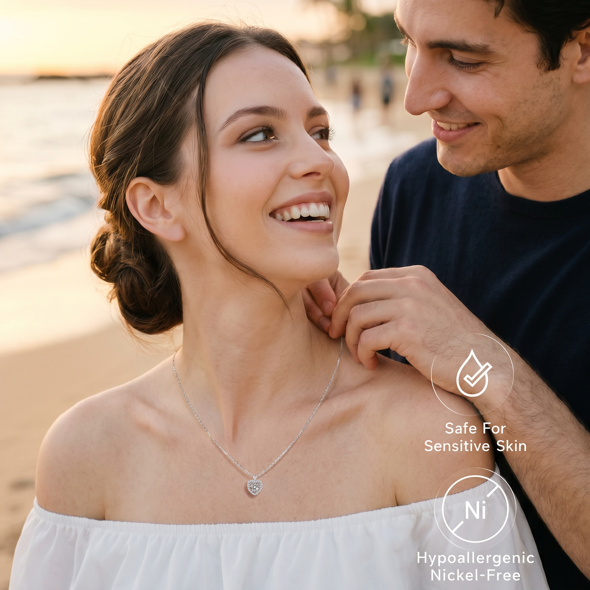 Dancing Stone® Halo Heart Necklace Christmas Gift for Her